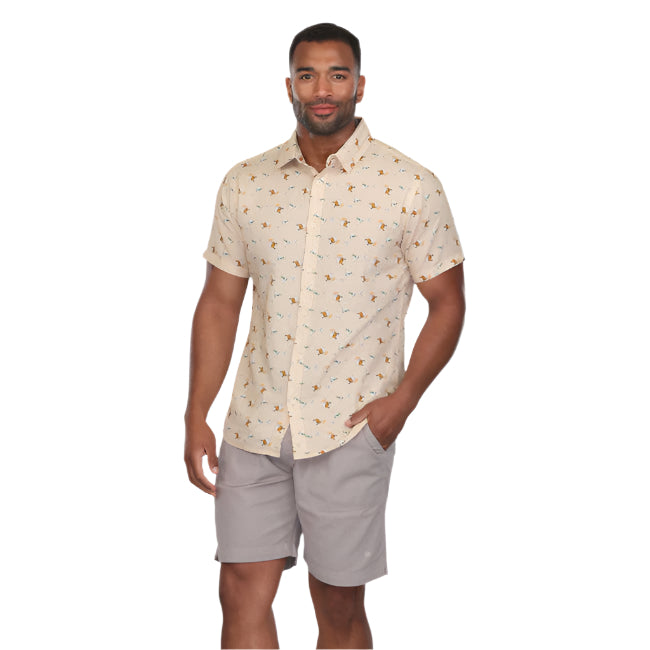 On The Rocks Button-Down Print Shirt | Beige