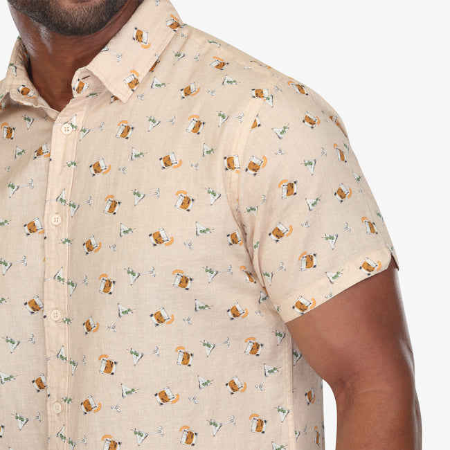 On The Rocks Button-Down Print Shirt | Beige