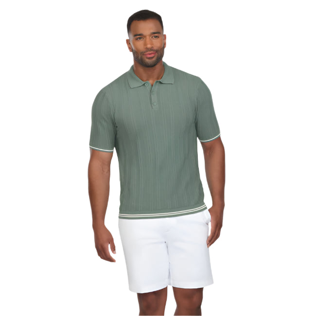 Textured Knit Polo | Sage Green