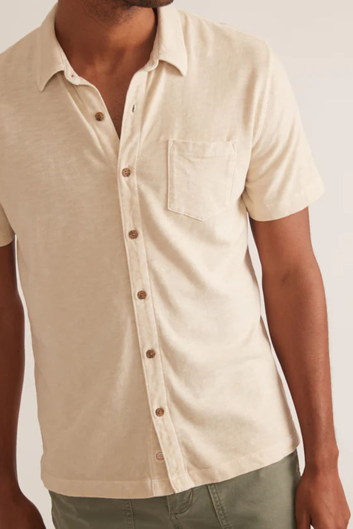 Vintage Heavy Slub Button-Up Shirt- Sand