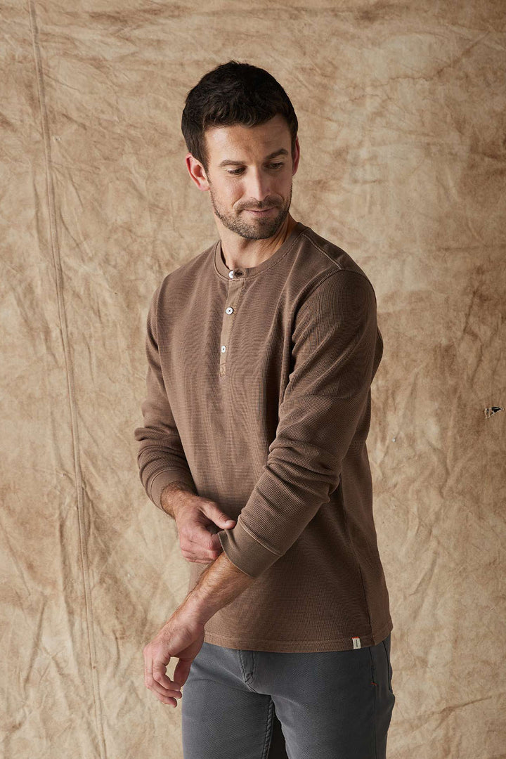 Vintage Thermal Henley - Cedar