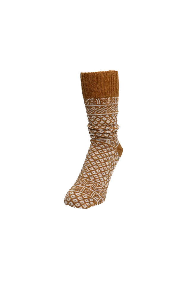 WG Pattern Crew Socks - Mustard