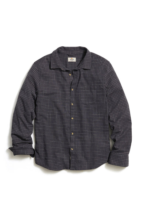 Classic Stretch Selvage Button-Up Shirt - Washed Black Windowpane