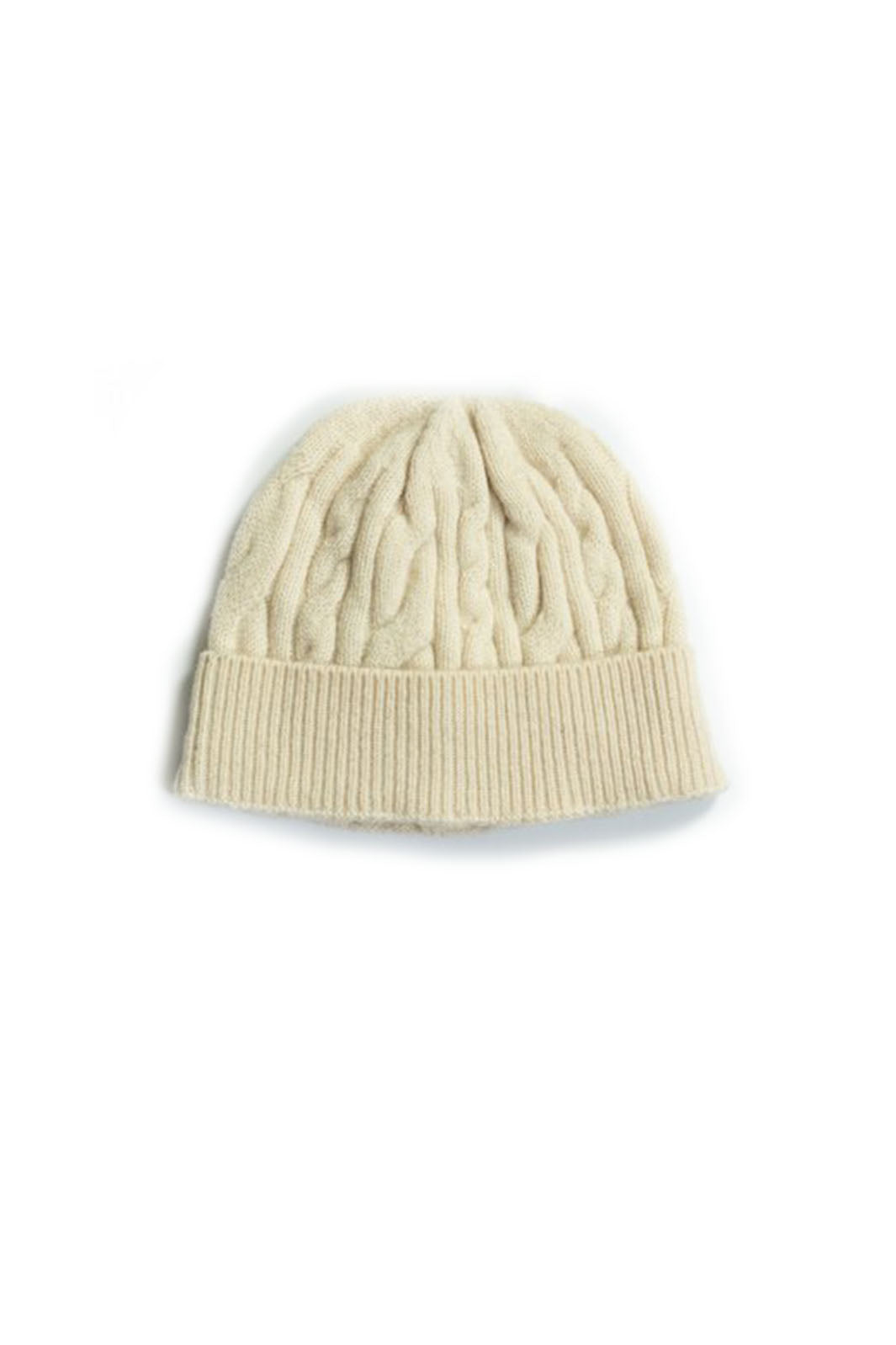 Wool Blend Cable Knit Cap - Off White