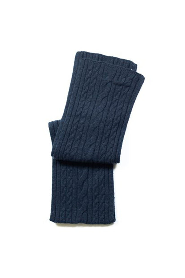 Wool Blend Cableknit Scarf - Navy