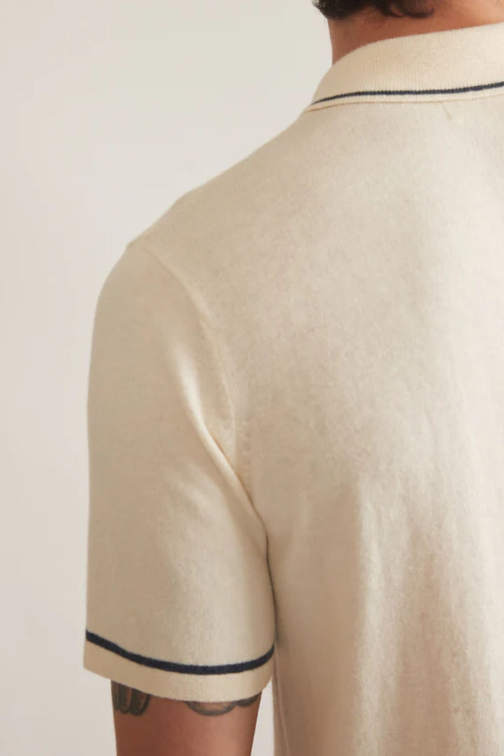 Wyatt Sweater Button-Up Shirt - Ivory/Dark Indigo