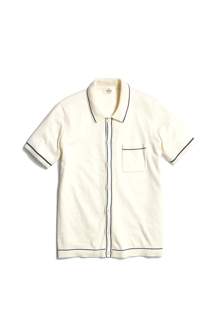 Wyatt Sweater Button-Up Shirt - Ivory/Dark Indigo