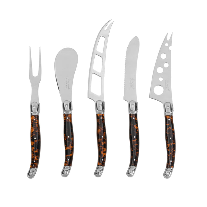 Laguiole 5-Piece Artisan Tortoise Shell Cheese Knife Set