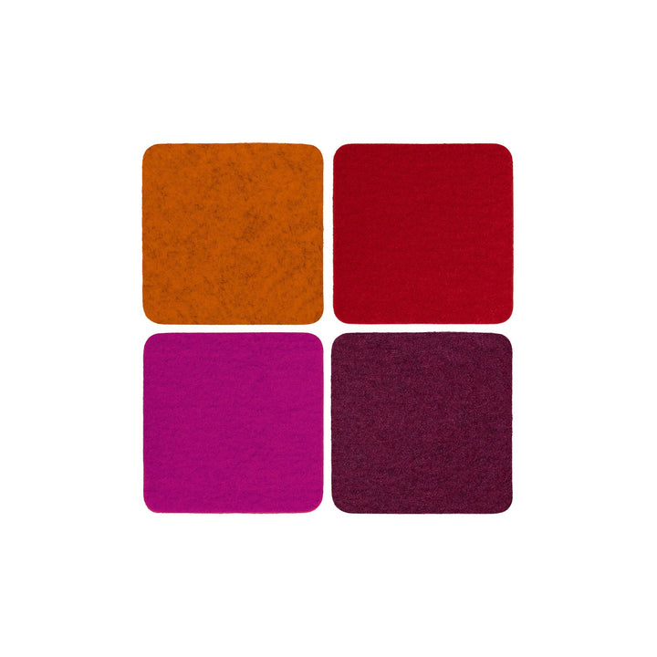 Bierfilzl Merino Wool Felt Square Coaster Multi 4 Pack