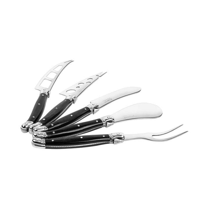 Laguiole 5-Piece Artisan Black Pakkawood Cheese Knife Set 