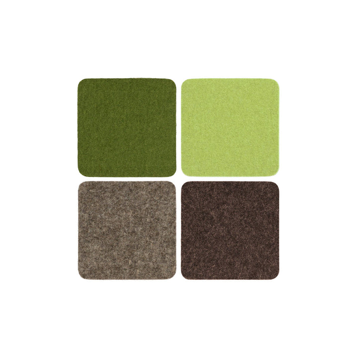 Bierfilzl Merino Wool Felt Square Coaster Multi 4 Pack