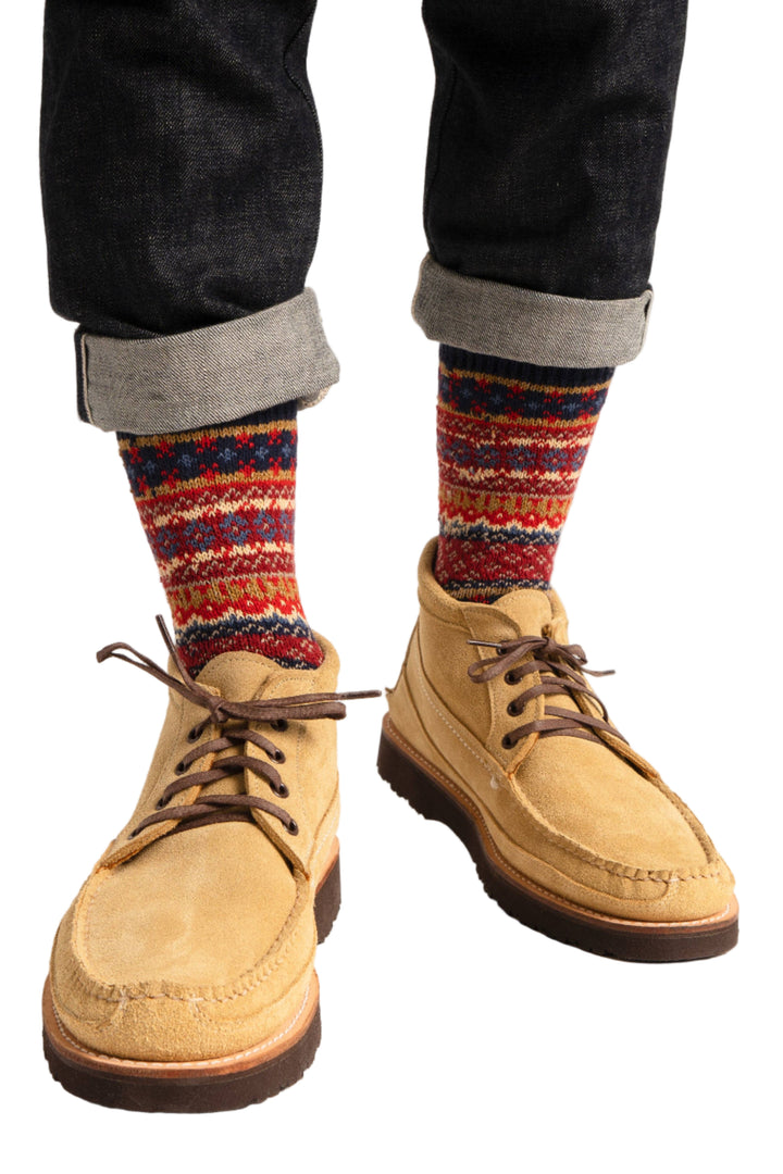 Cotton Fair Isle Sock | Dark Navy