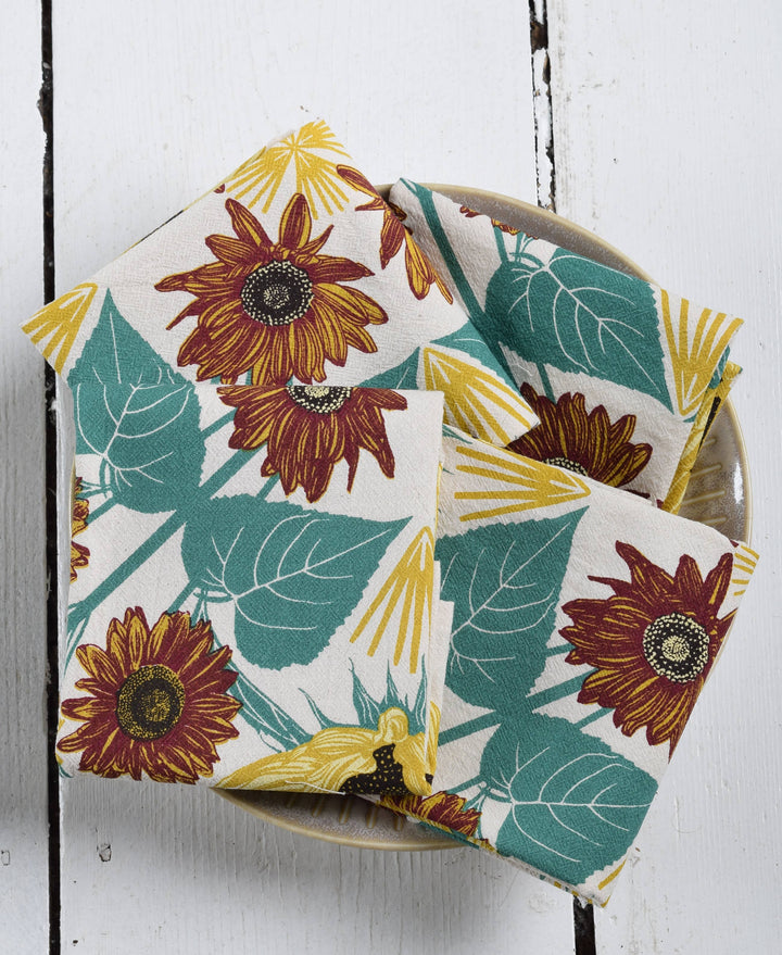 Organic Cotton Sunflower Napkins - 20" x 20" - Set of 4