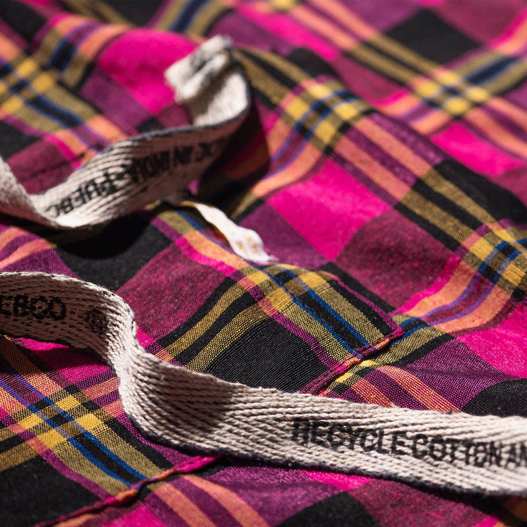Recycle Cotton Check Apron -Pink