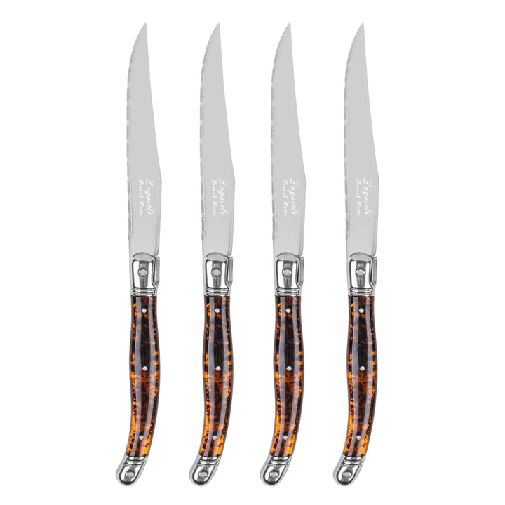 Laguiole Connoisseur 4-Piece Tortoise Steak Knife Set