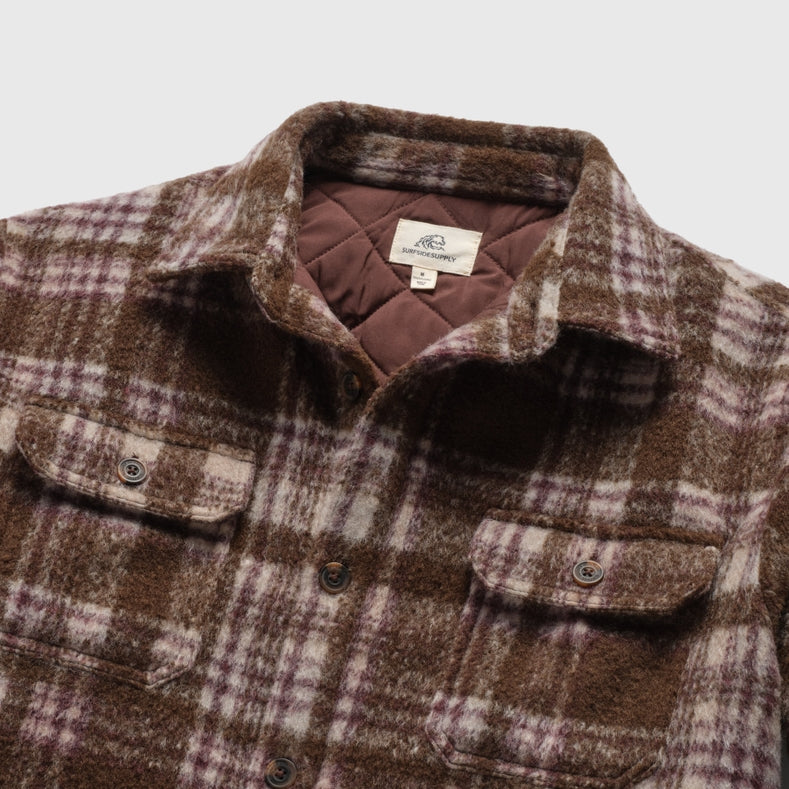 Skip Quilted Plush Plaid Shirt Jacket | Brown