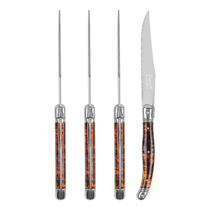 Laguiole Connoisseur 4-Piece Tortoise Steak Knife Set