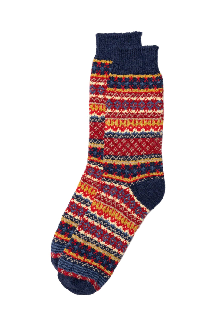 Cotton Fair Isle Sock | Dark Navy