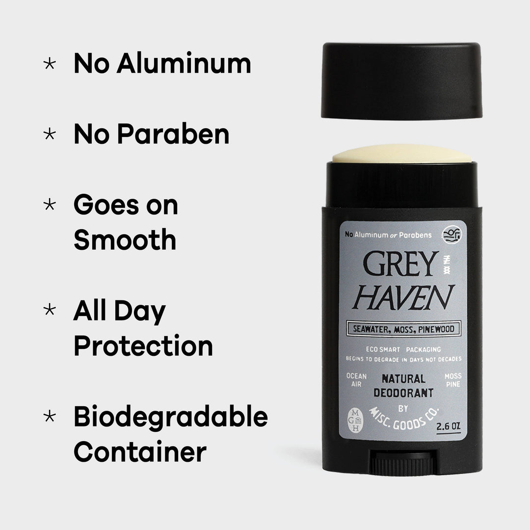 Greyhaven Natural Deodorant – Ocean, Pine & Moss | Aluminum-Free, 2.65oz