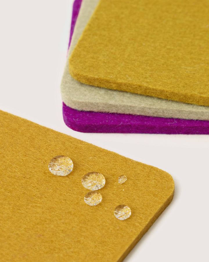 Merino Wool Felt Square Coasters | Golden Hour