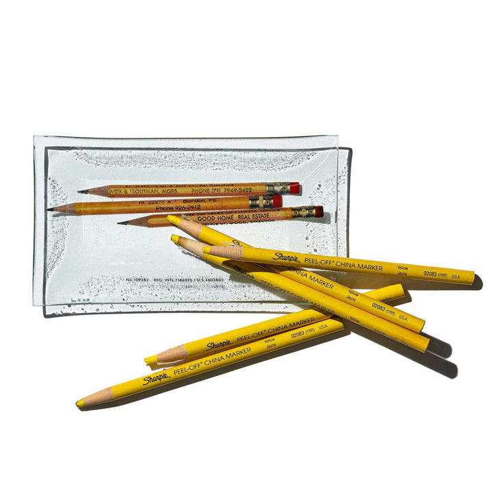 Pencil Skeleton Printed Glass Tray