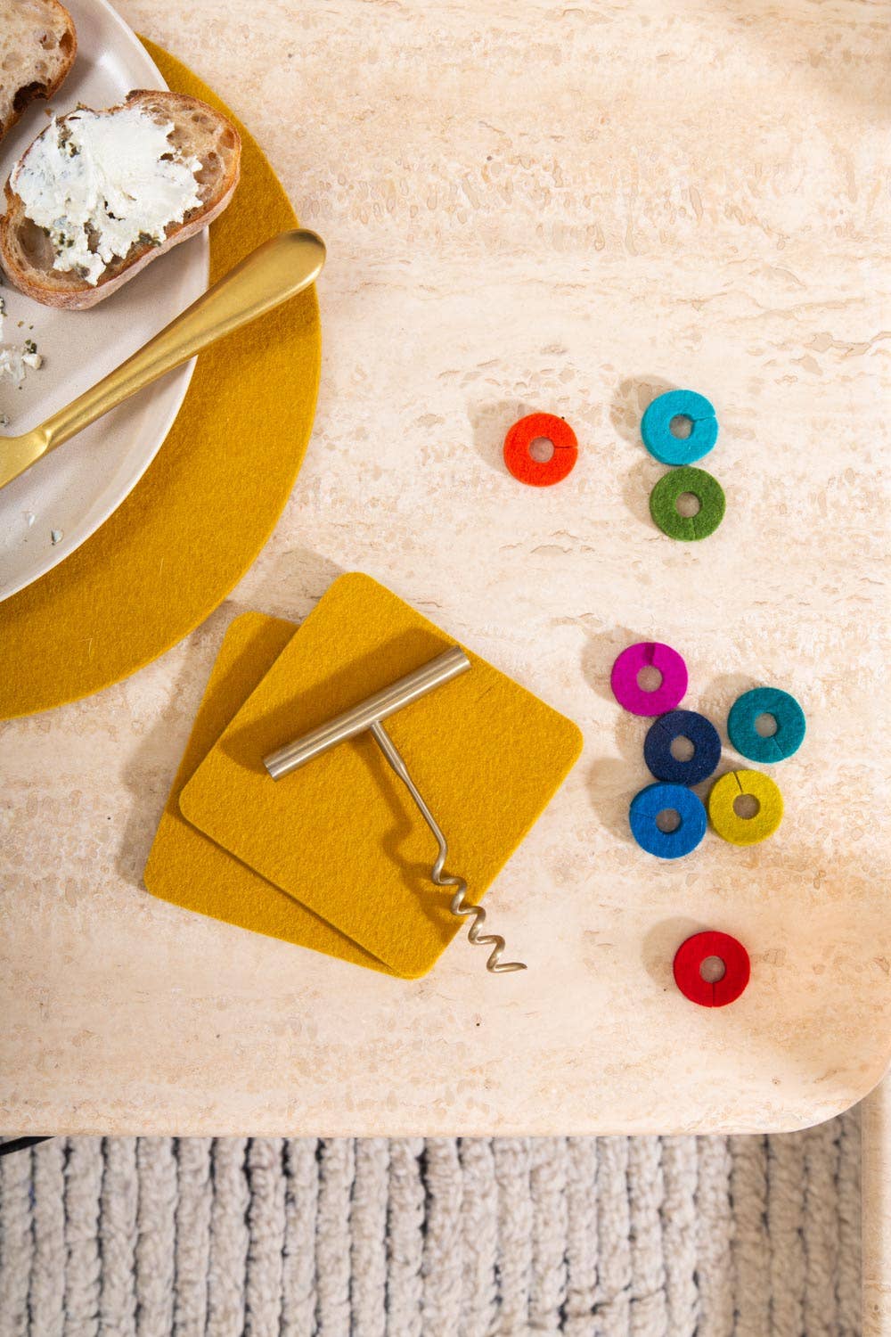 Paradise Wine-O's Merino Wool Felt Round Wine Markers