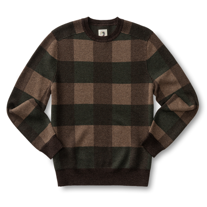 Whitefield Plaid Merino Crewneck Sweater | Chocolate Plum Heather