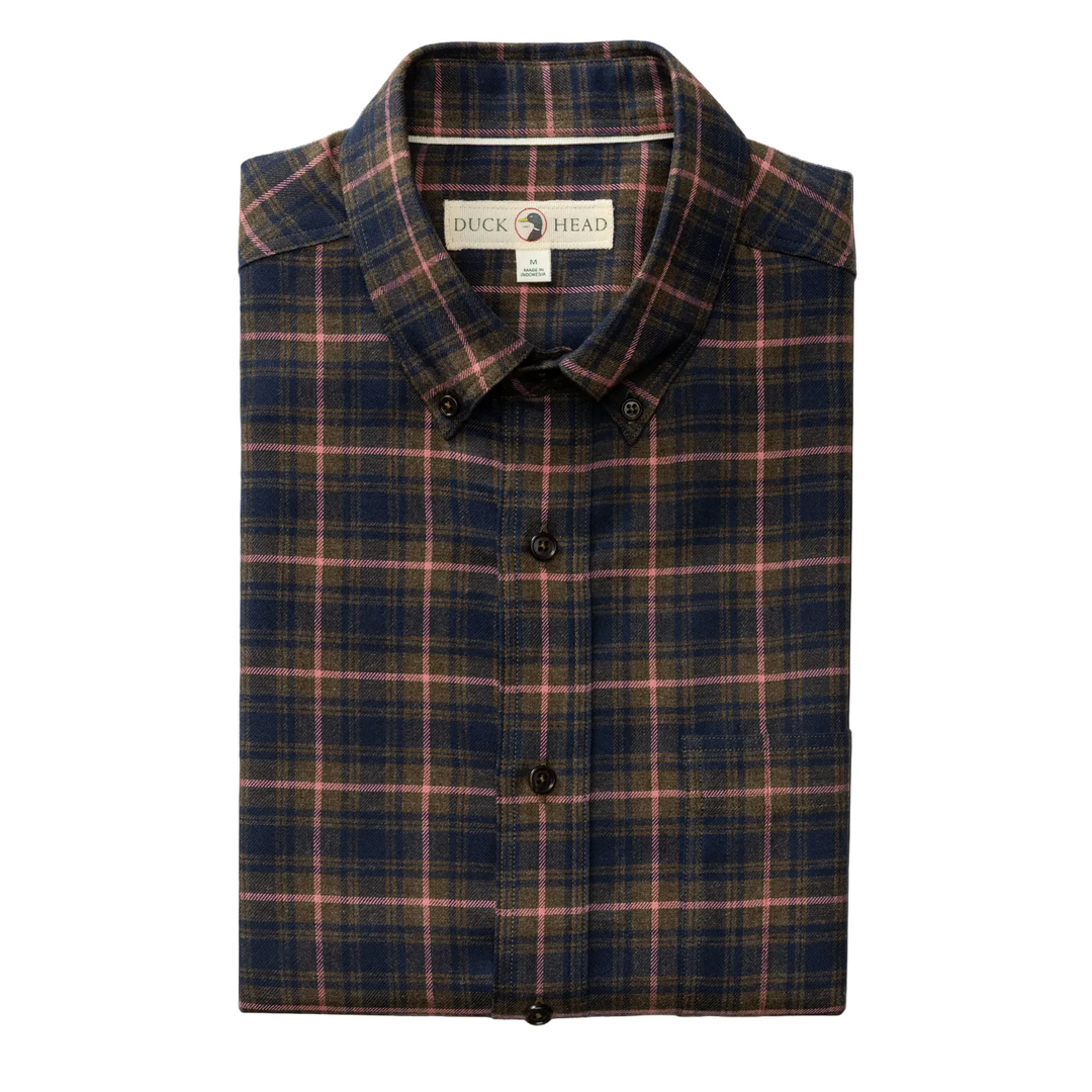 Cotton Flannel Sport Shirt | Dark Olive Heather
