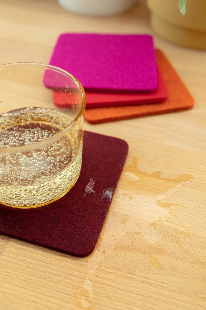 Bierfilzl Merino Wool Felt Square Coaster Multi 4 Pack