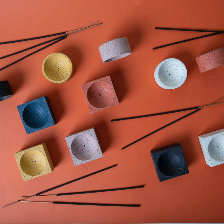 Square Incense Holder | Black Terrazzo