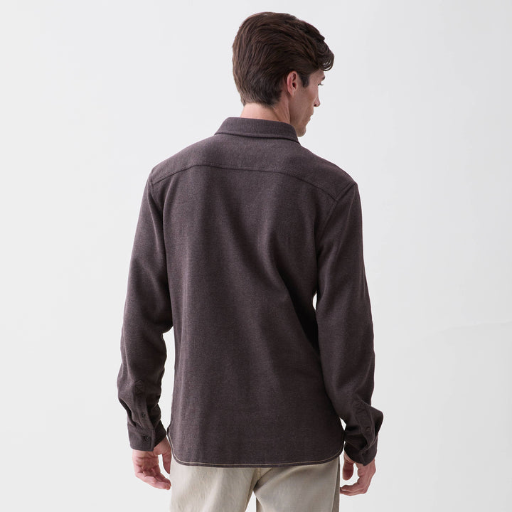 Brian Long Sleeve Soft Rib Knit | Dark Heather Brown