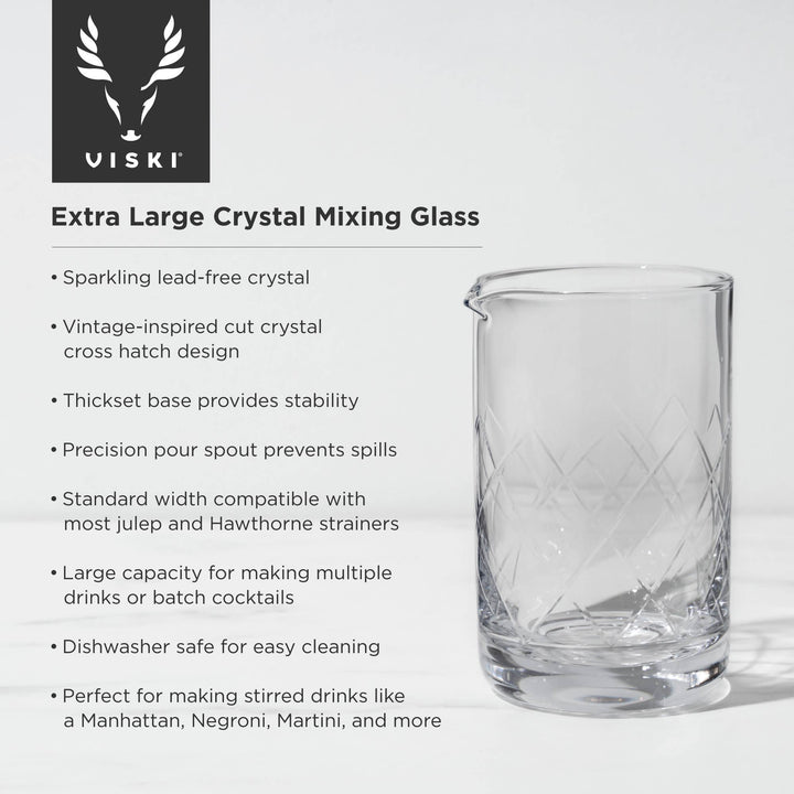 Viski Professional Extra Large Crystal Cocktail Mixing Glass