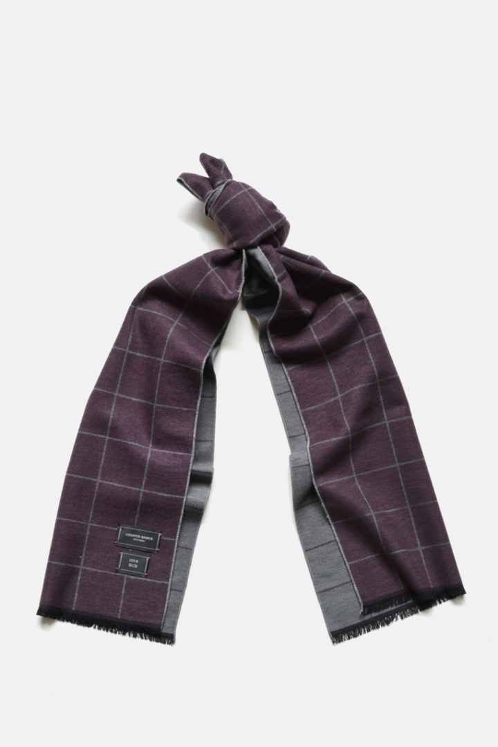 Brushed Silk Window-Pane Scarf