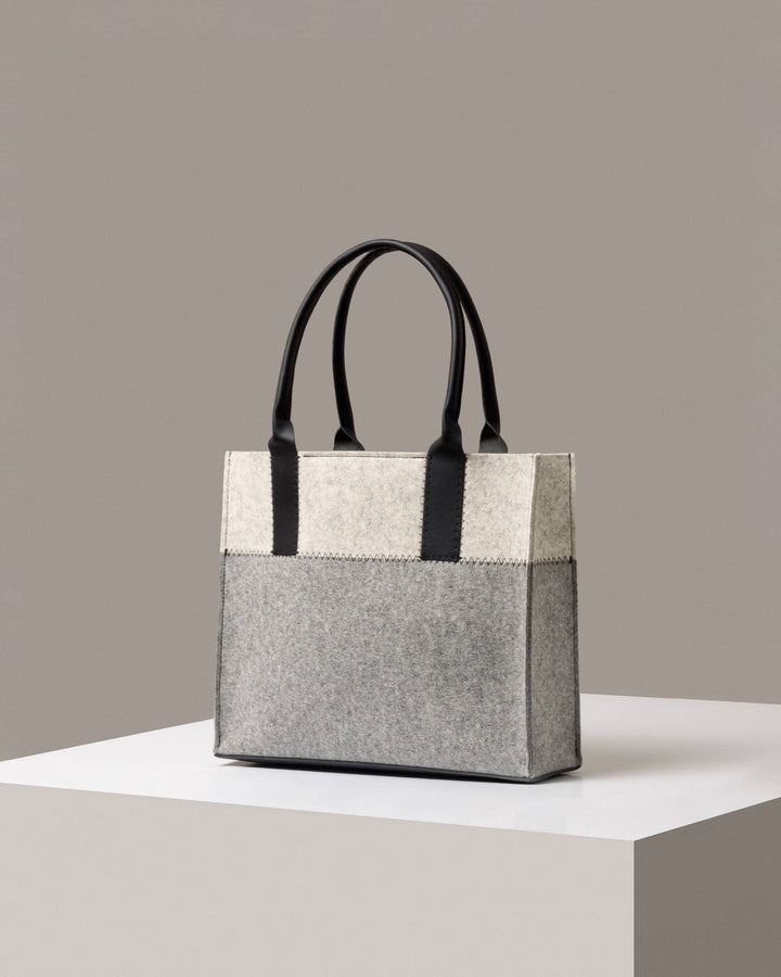 Jaunt Midi Merino Wool Tote | Granite, Heather White & Black