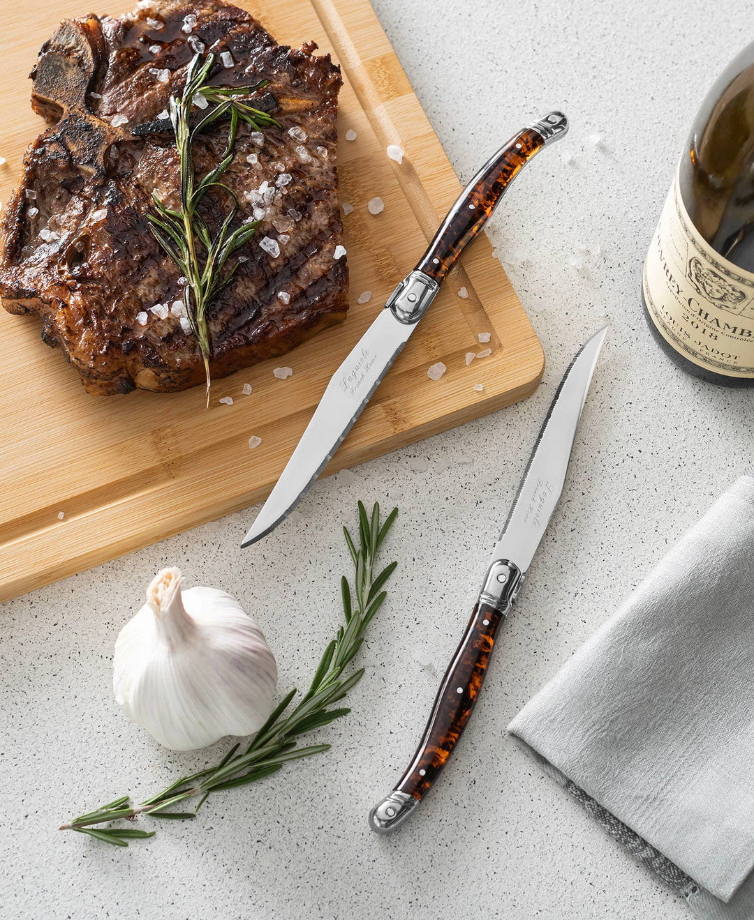 Laguiole Connoisseur 4-Piece Tortoise Steak Knife Set