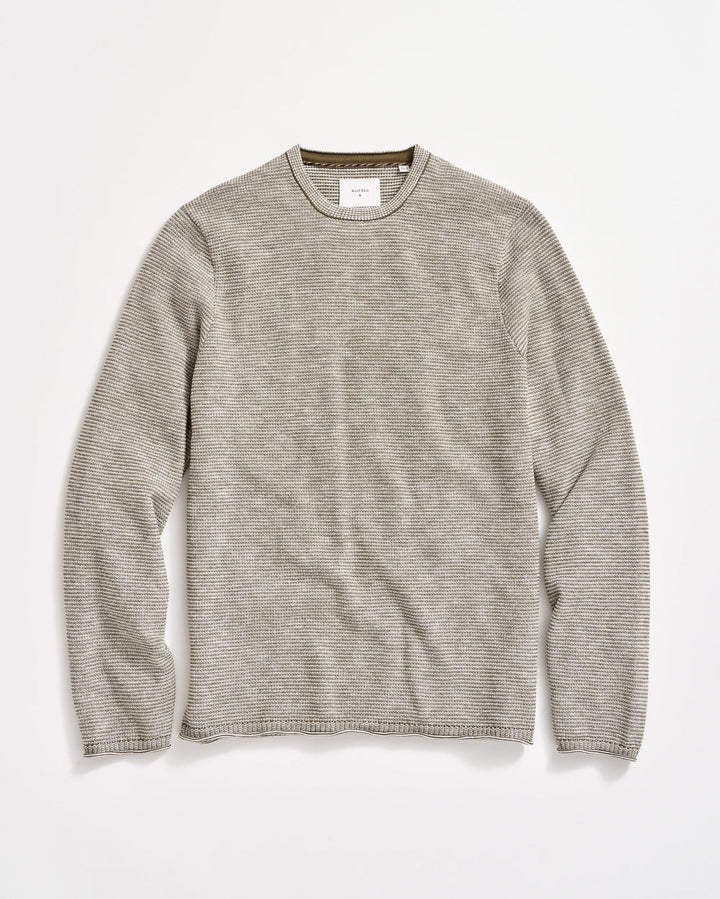Tuck Stripe Crew Sweater | Moss Green