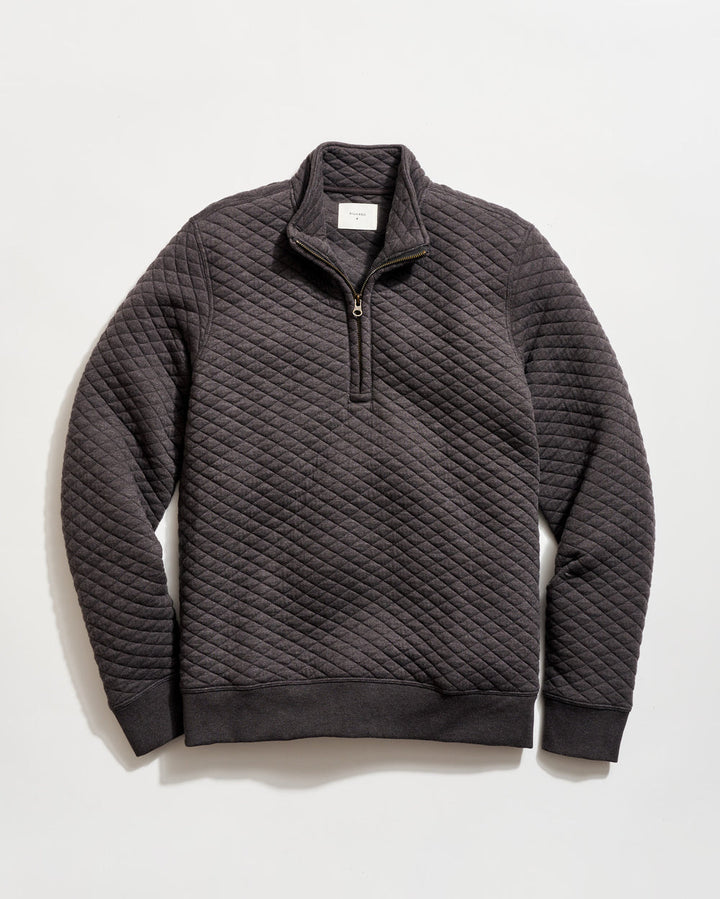 Diamond Quilt Half Zip | Black