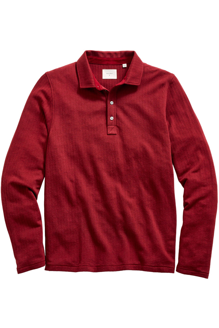 Long-Sleeve Herringbone Polo | Syrah