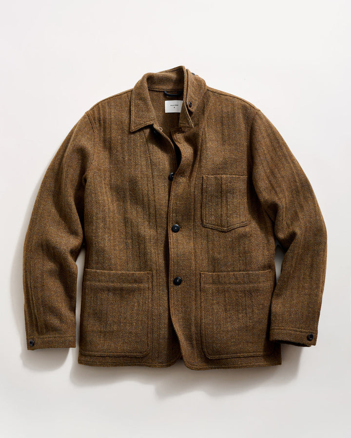 Wool Herringbone Chore Coat | Olive Herringbone