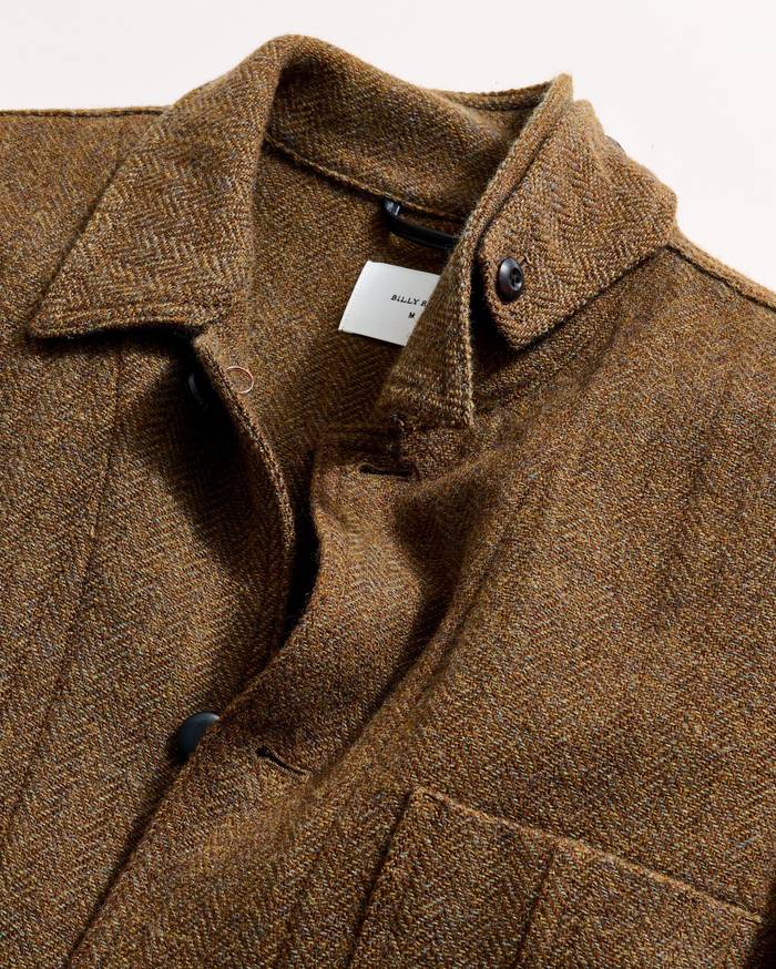 Wool Herringbone Chore Coat | Olive Herringbone