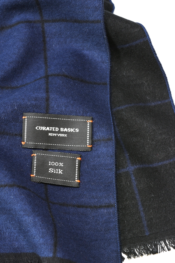 Brushed Silk Window-Pane Scarf