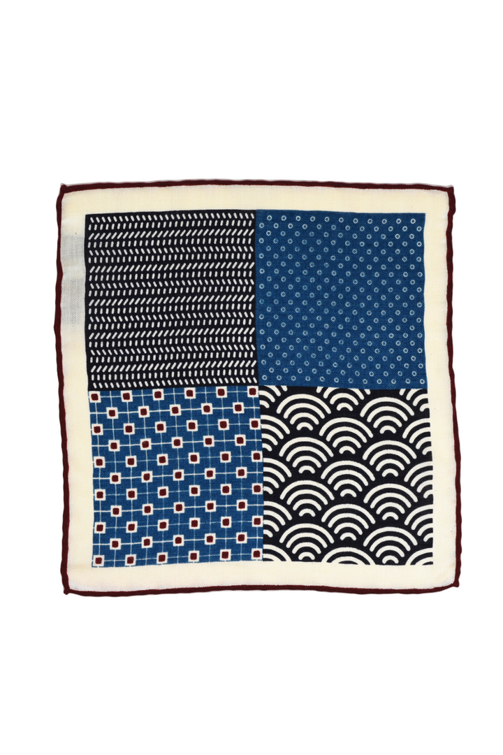 Burgundy 4-Sided Wool Pocket Square