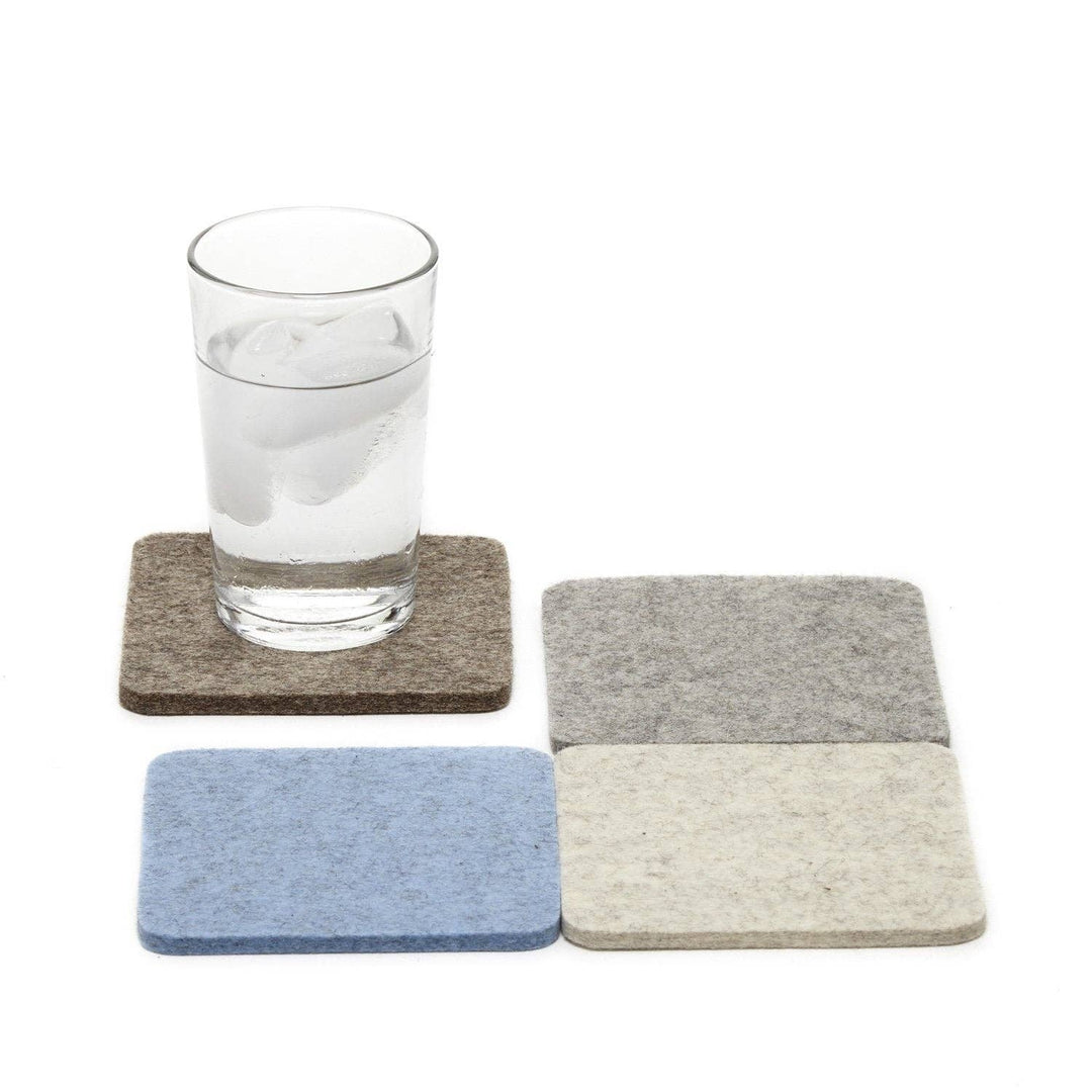 Merino Wool Felt Square Coasters | Cobblestone