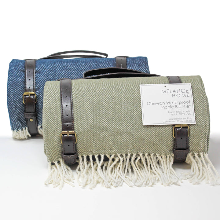Chevron Picnic Blanket with Waterproof Back