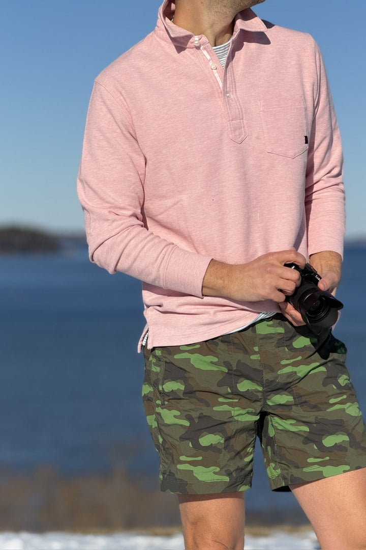 L/S Vintage Pique Polo | Pink Heather