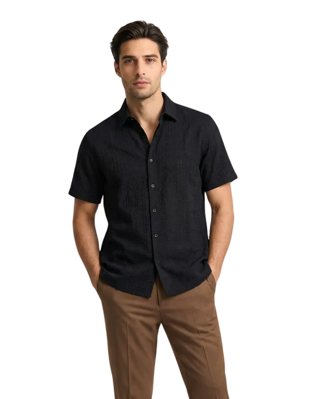 Naples Crochet Shirt | Black