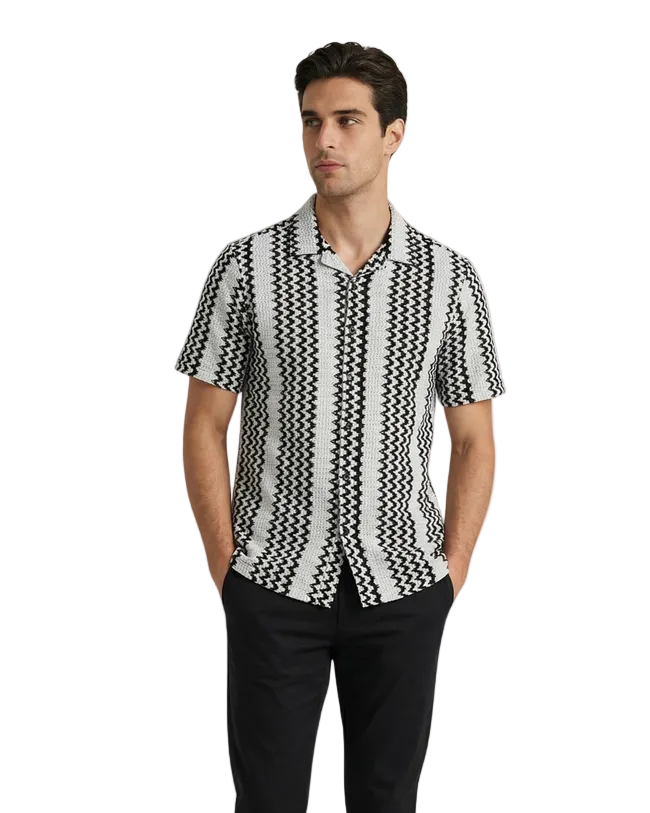 Crochet Camp Shirt | White