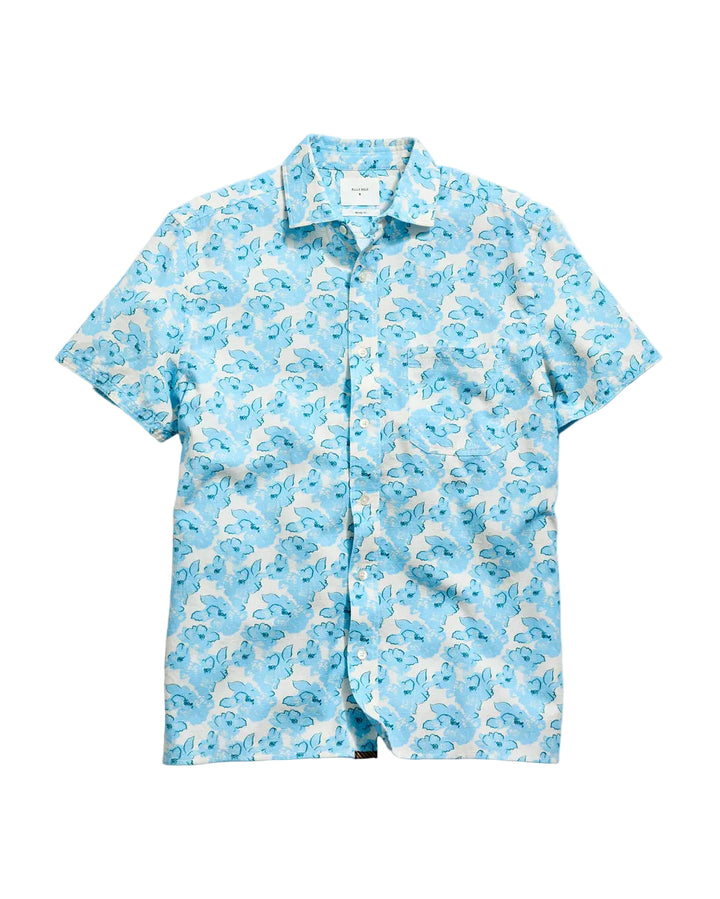 Short Sleeve Textured Painted Floral Treme Shirt | Sky Blue Multi