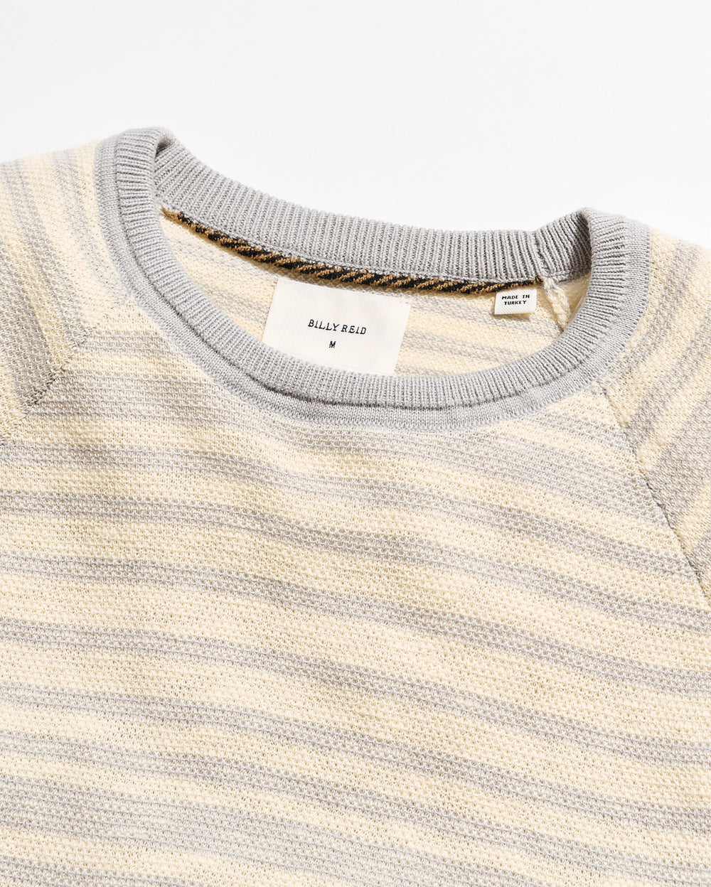 Raglan Stripe Crew | Tinted White/Silver