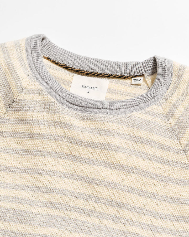 Raglan Stripe Crew | Tinted White/Silver